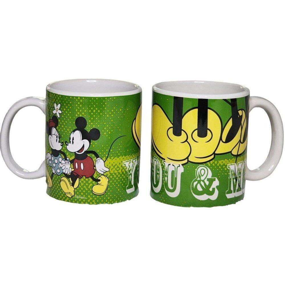 Disney Coffee Mugs, Mickey & Minnie "You & Me" Ceramic Drinking Cups, 2Ct